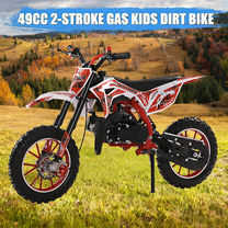 49cc Kids Dirt Bike Gas-Powered, 25 MPH Off-Road Motorcycle for Children Ages 6-12, High-Speed 2-Stroke Engine with Dual Disc Brakes & Anti-Slip Tires, 220 LBS Load Capacity, Beginner-Friendly Design