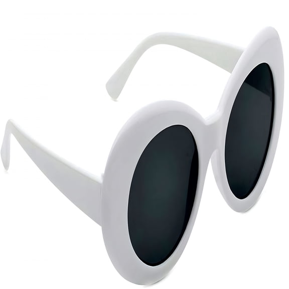 HBMYN Classic White Frame with Smoke Tint Lenses, Large Size Retro Oval Sunglasses for Women
