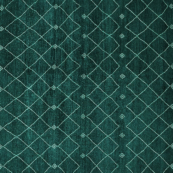 Ahgly Company Machine Washable Indoor Square Oriental Turquoise Blue Industrial Area Rugs, 8' Square