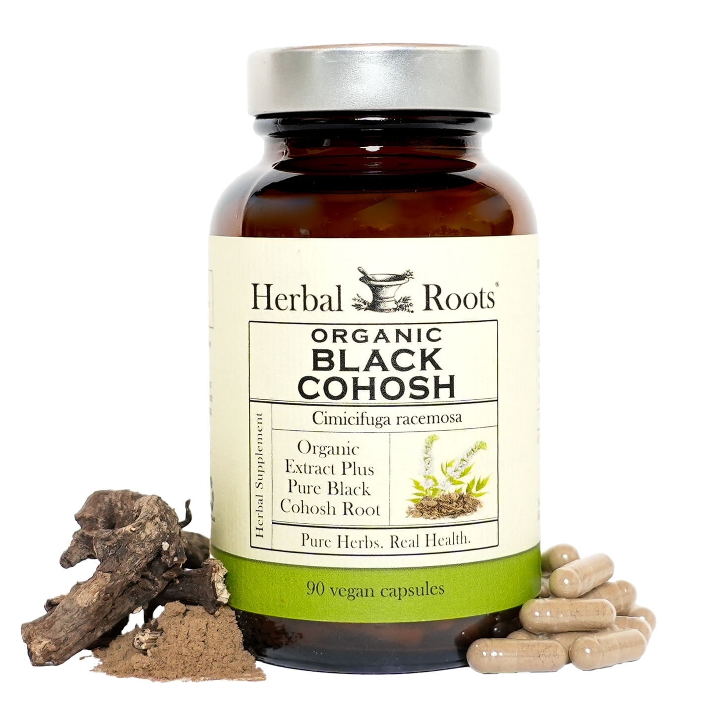 Herbal Roots Organic Black Cohosh Menopause Support Supplement, 60 Vegan Capsules