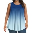 thumbnail image 2 of Women Plus Size Tank Tops Gradient Color Pullover Casual Summer Lightweight Flowy Crewneck Sleeveless Lounge Loose Blouse Cool Nice Wide Strap Trendy Spring Relaxed Camisole, 2 of 6