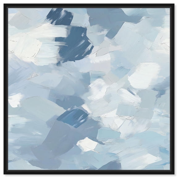 Subconscious Sea II Canvas Pastel Blue Hues by Art Remedy, Black Frame, 12 x 12