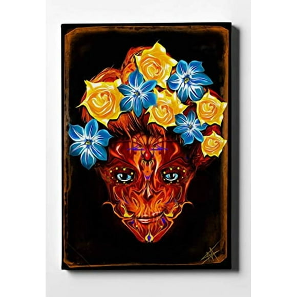Epic Graffiti Jour des Morts par Michael Stewart Giclee Toile Wall Art, 18" x 26", Jaune