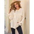 thumbnail image 6 of Womens Knit Tops 2025 Oversized Long Sleeve Crewneck Sweater Business Casual Blouses Basic Sweater Apricot L, 6 of 9