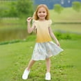 thumbnail image 5 of AJTQTH Kids Girls Ombre T-Shirts Cute Flying Sleeves Summer Crewneck Graphic Tunic Tees Loose Fit Casual Tie Dye Printed Pullover Tops A-Yellow 14-15 Years, 5 of 8