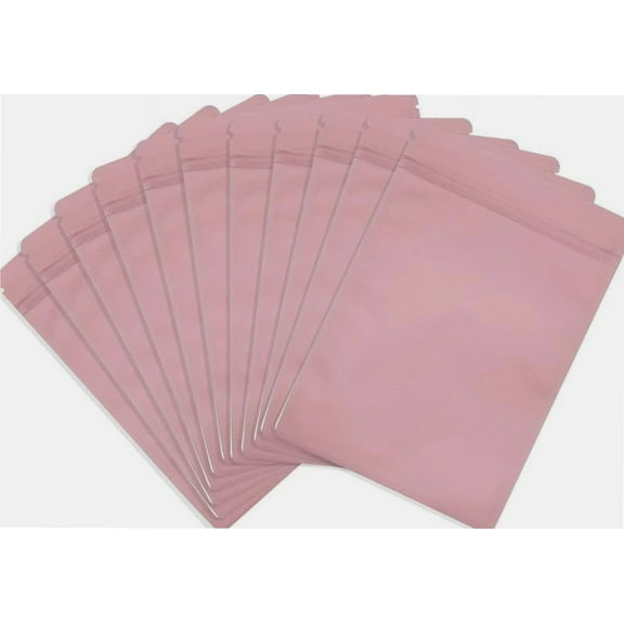 50pcs Resealable Opaque Black Ziplock Bags, Reusable Flat Small Mylar Bag, Aluminum Foil Sample Bags with Matte Color Packaging for Food Storage (Pink, 3.1"x5.1")