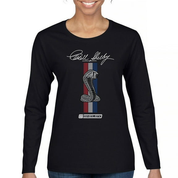 Shelby Cobra Logo Women's Long Sleeve T-shirt American Legendary Muscle Car Racing Mustang GT500 Performance Powered by Ford