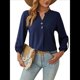 thumbnail image 1 of Camisas Holgadas de Larga Tipo Farol para Mujer, Blusas con Puños Fruncidos para el Trabajo, Blusas de Otoño. Azul Real L, 1 of 10