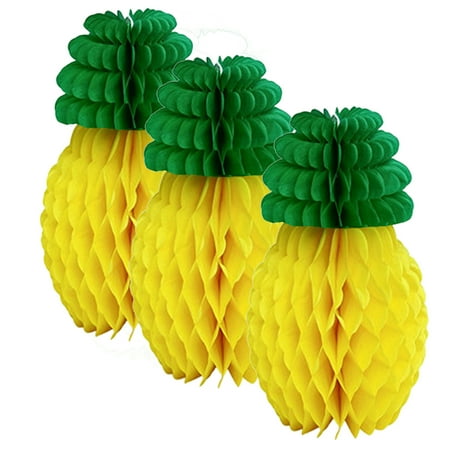 Bzoosio Pineapple Decorations Tissue Paper Honeycomb Ball Pineapple Hanging Fans Lantern