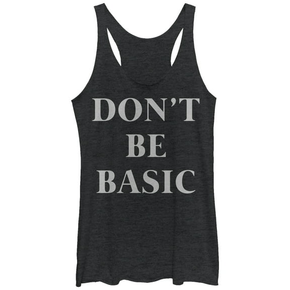 Women's CHIN UP Don't Be Basic  Racerback Tank Top Black Heather X Large
