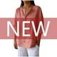 thumbnail image 5 of Ropa de trabajo para mujer,Blusa de mujer con escote en V, manga 3/4, aspecto de lino, corte holgado, botones, poliéster, ropa informal, sopatenor, 5 of 9