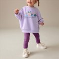 thumbnail image 2 of TOWED22 Toddler Baby Girl 2 Piece Fall Winter Clothing Set Fall Winter Long Sleeve Round Neck Tee and High WaistJoggers Outfits Warm(Purple,5-6 Y), 2 of 9
