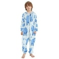 thumbnail image 2 of Soft Big Kids Onesie Pajamas Cozy Loose-Fit Jumpsuits for kids with Pockets for Christmas Lounge & Play Blue Rhinoceros, 2 of 8