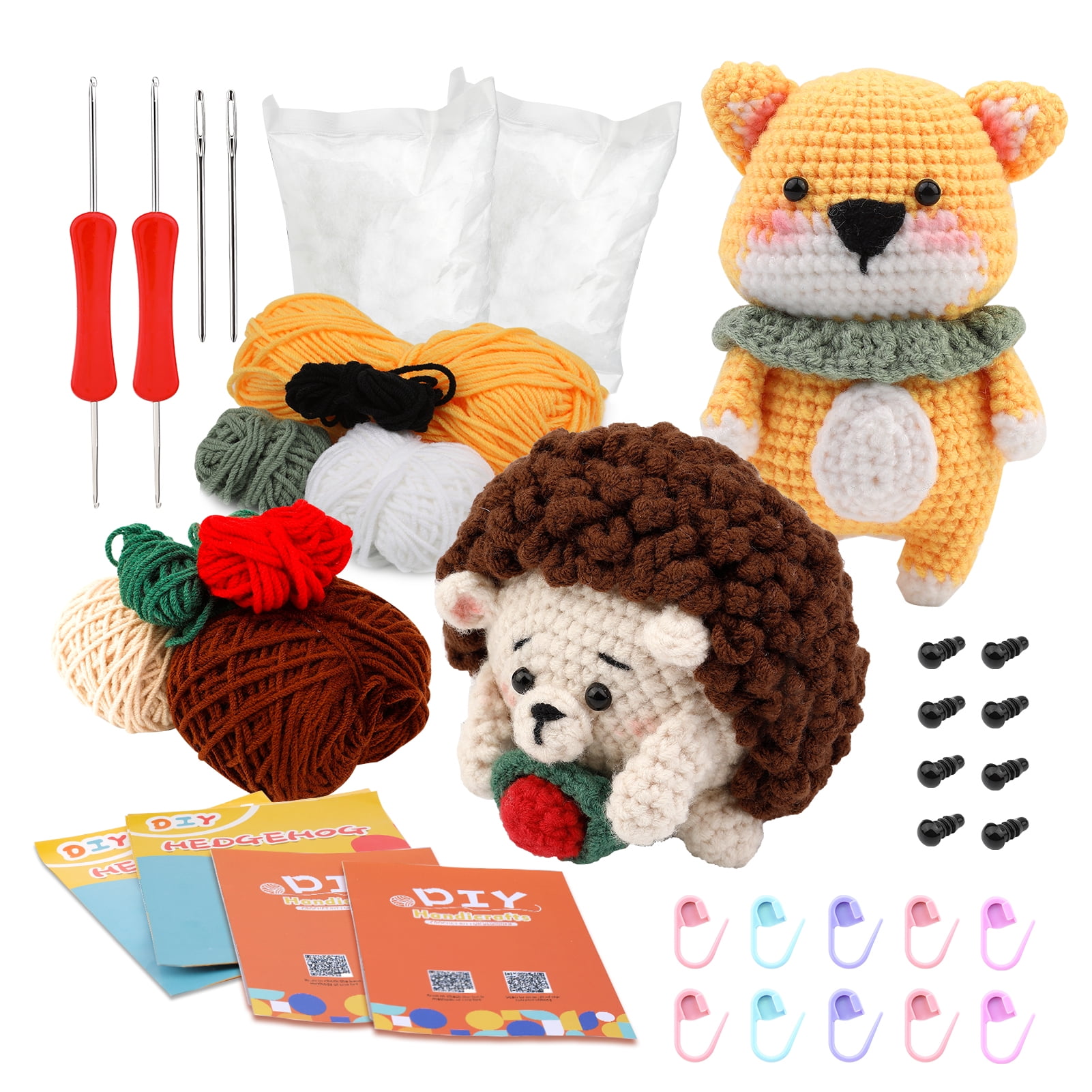 Jupean Beginners Crochet Kit, 2 Pack Cute Small Animals Kit for ...