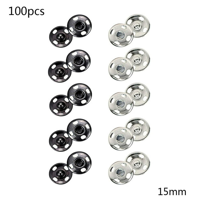 100 Sets Sew-on Snap Buttons Metal Snap Fastener Buttons Press Button for  Sewing Clothing 10mm/12mm/15mm/17mm/8.5mm 