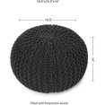 thumbnail image 3 of REDEARTH Round Pouf Foot Stool Ottoman -Cotton Hand Knitted Dori Pouffe, Cord Boho Home Dcor, Stuffed Cable Poof Accent Chair for Living Room, Bedroom, Nursery, Kidsroom 19.5"x19.5"x14"; Dark Gray, 3 of 8