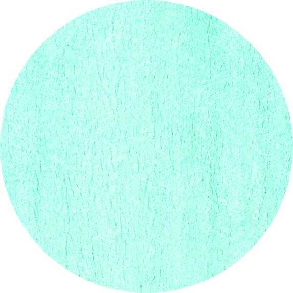 Ahgly Company Indoor Round Solid Turquoise Blue Modern Area Rugs, 8' Round