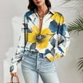 thumbnail image 3 of Floral Printed Button Down Shirts for Women Dressy Long Sleeve V Neck Blouse Business Casual Work Tops, 3 of 7