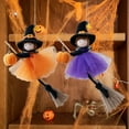 thumbnail image 4 of Witch Pendant-Halloween Decorations-Halloween Witch Hanging Ornaments Handmade Plush Witch Dolls with Broomstick & Pumpkin for Halloween Decor Home Indoor Outdoor Decoration, 4 of 5