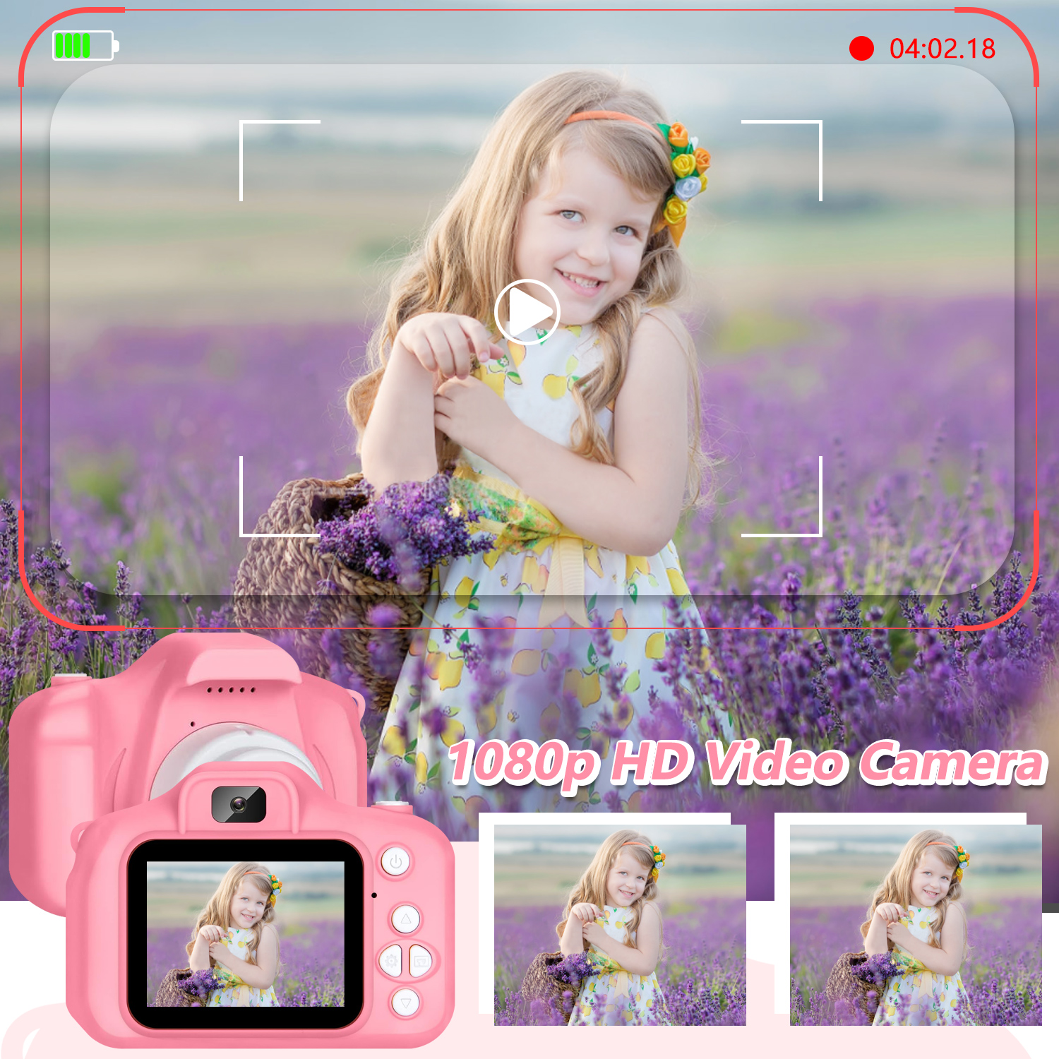 Rirool HD Kids Digital Camera for Girls, Pink photo 7