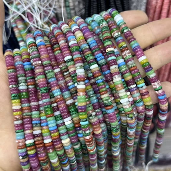 DESIGNICE 2X6Mm Colorful Gemstone Smooth Rondelle Beads for Jewelry Making,162Pcs Rainbow Stone Flat Abacus Disk Beads for Bracelets Necklace Diy Crafts Supplies