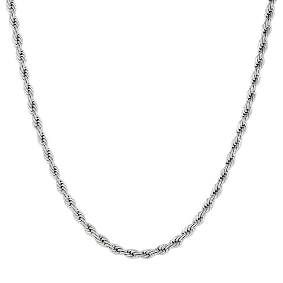Metro Jewelry Stainless Steel Rope Chain Necklace for Men 4 MM 30 Inch Long with Lobster Claw