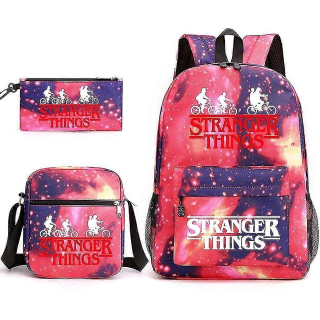 Stranger Things Backpack 3 Piece Set Student School Bag Canvas Bag JJM