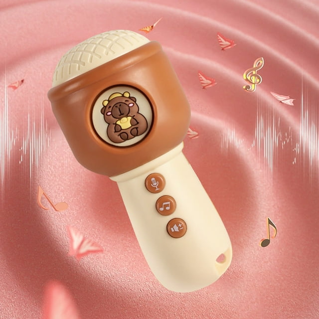Uklsqma Microphone d'Enregistrement pour Enfants / Pendentif Casse-Tête Musical Multifonctionnel / Contrôle du Volume / Instrument de Musique Portable pour Éducation Précoce / Bleu Rose Brun / Intérieur Extérieur