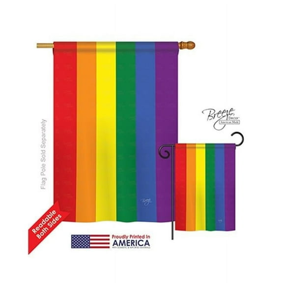 Breeze Decor 15100 Rainbow 2-Sided Vertical Impression House Flag - 28 x 40 in.