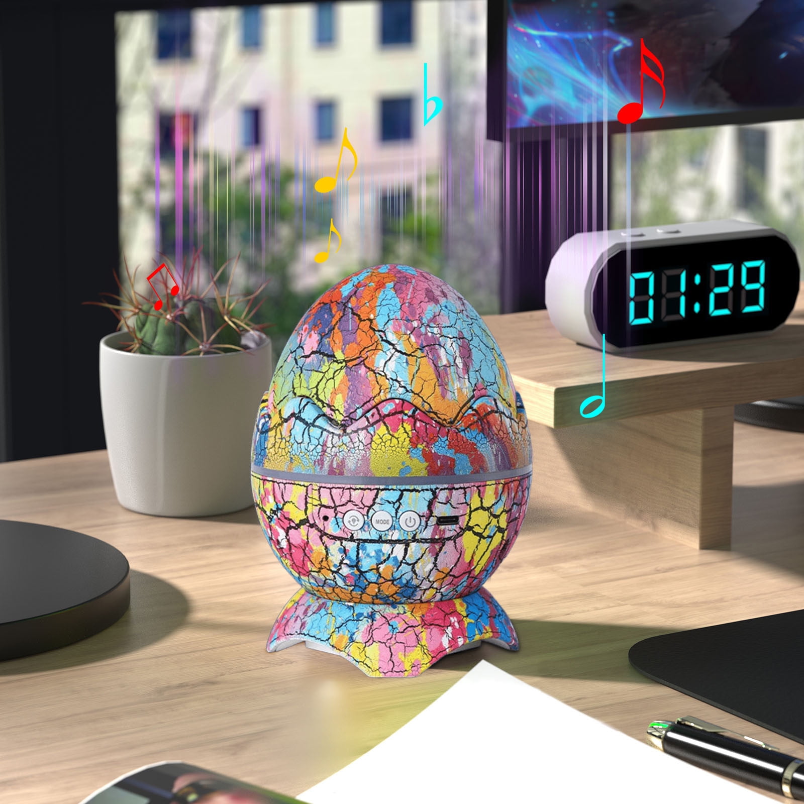 Egg Projector,4 in 1 Northern Lights Projector, Dinosaur Egg Galaxy Star Projector Starry Light,Starry Projector,Remote Control 14 Colors Galaxy Night Light and Soothing Music for Teens