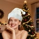 thumbnail image 1 of Gorro navideño de piel blanca con lentejuelas doradas y estampado de copos de nieve | Gorro navideño decorativo de peluche para adultos y niños | Material de poliéster suave, 1 of 5