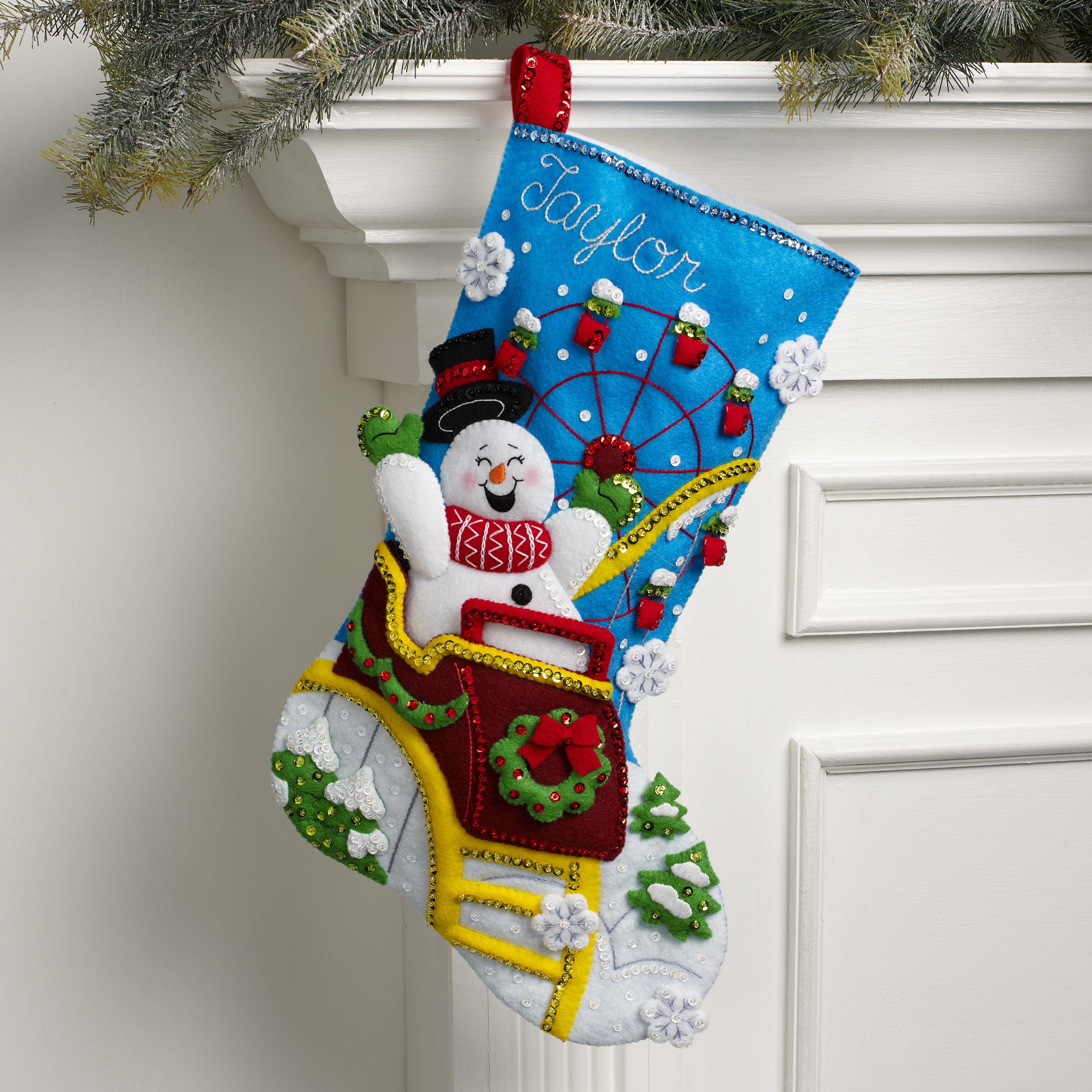 Bucilla Felt Stocking Applique Kit 18 Long-North Pole Santa, 1