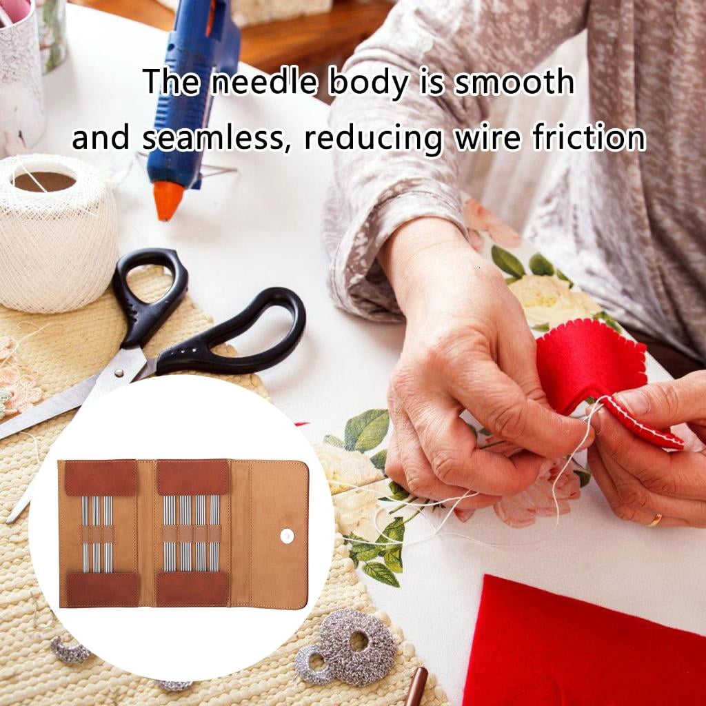 35Pcs Double Pointed Pointed Knitting Needle 15.0cm Stainless Steel Straight Knitting Needle Set for Knitting Weaving