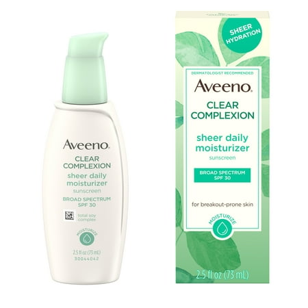 Aveeno Clear Complexion Moisturizer with SPF 30 Sunscreen, 2.5 fl.