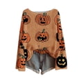 thumbnail image 1 of Breezora Tricot Imprimé Halloween pour Femmes Manches Longues Col Rond Décontracté Léger Automne et Hiver Taille g Jaune, 1 of 4