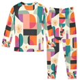 thumbnail image 2 of FORMRS Long Sleeve Top and Pants Pajama Set for Niños 2-Piece Sleepwear, Sizes 18M-8Y, Beige Abstract, 2 of 6