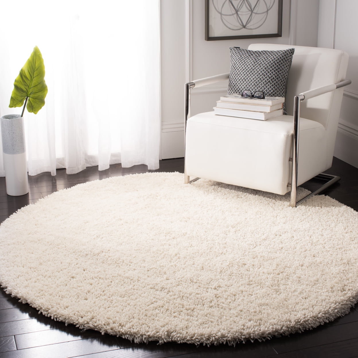 SAFAVIEH Glen Solid Plush Shag Area Rug, Ivory, 7'6" x 9'6"