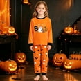 thumbnail image 2 of CUZIBR Toddler Pajamas For Boys Girls Halloween Long Sleeve Crew Neck Tops And Pants 2 PC Sleepwear Pumpkin Ghost Bat Graphic Soft Loungewear Cute Party Daily Nightwear,Orange,2-3 Years, 2 of 4