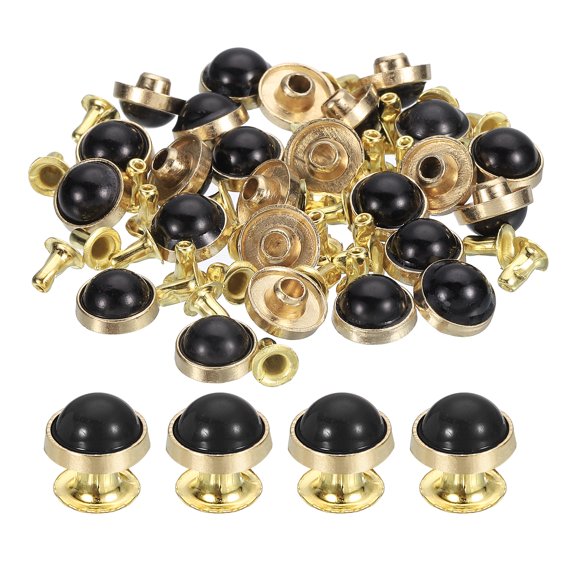 Uxcell 30 Set Turquoise Rapid Rivets Studs, 10mm DIY Leather Rivets, Gold/Black