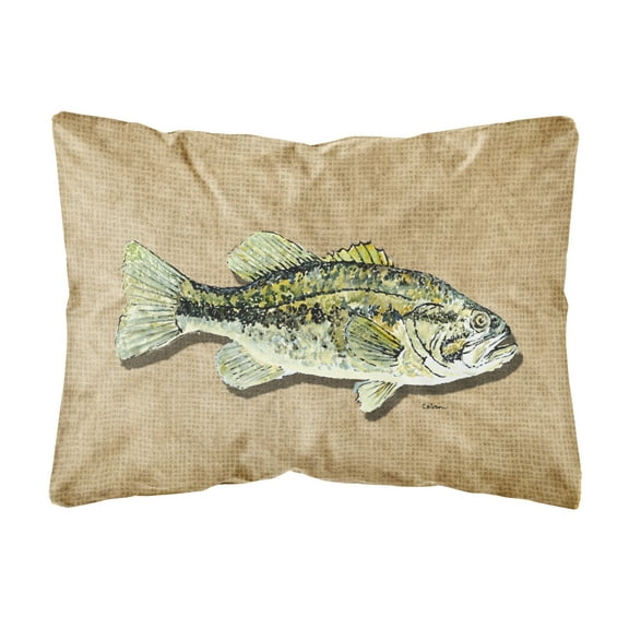 Carolines Treasures 8806PW1216 Small Mouth Bass Canvas Fabric Decorative Pillow, 12H x16W, multicolor