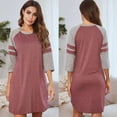 thumbnail image 3 of Nightgown Womens Loungewear O Neck Sleepwear 3/4 Sleeve Nightshirt House Dress Ladies New Solid Color Plus Size Pajamas Nightgown, 3 of 8