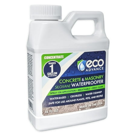 Eco Advance Concrete/Masonry Siloxane Waterproofer, Liquid Concentrate, 16 oz