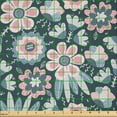 thumbnail image 2 of Ambesonne Floral Fabric by the Yard Microfiber, Garden Scene in Pastel Tones, 2 Yards, Slate Blue Pink, 2 of 2