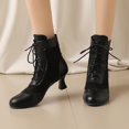 thumbnail image 5 of Mepaouo Women Vintage Victorian Lace up Boots Kitten Heel Walking Ankle Short Booties(Black,8.5), 5 of 8