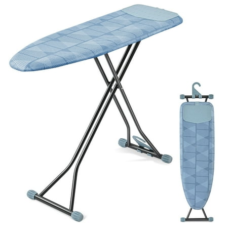 KK KINGRACK Ironing Board  Iron Board Full Size with Hanger & Rotating Nonslip Feet  7 Level Height Adjustable  43x13 in  Blue
