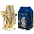 thumbnail image 1 of 24pcs/set Stainless Steel Cutlery Set With Holder Gift Box - Perfect Tableware Set For Any Occasion!, 1 of 5