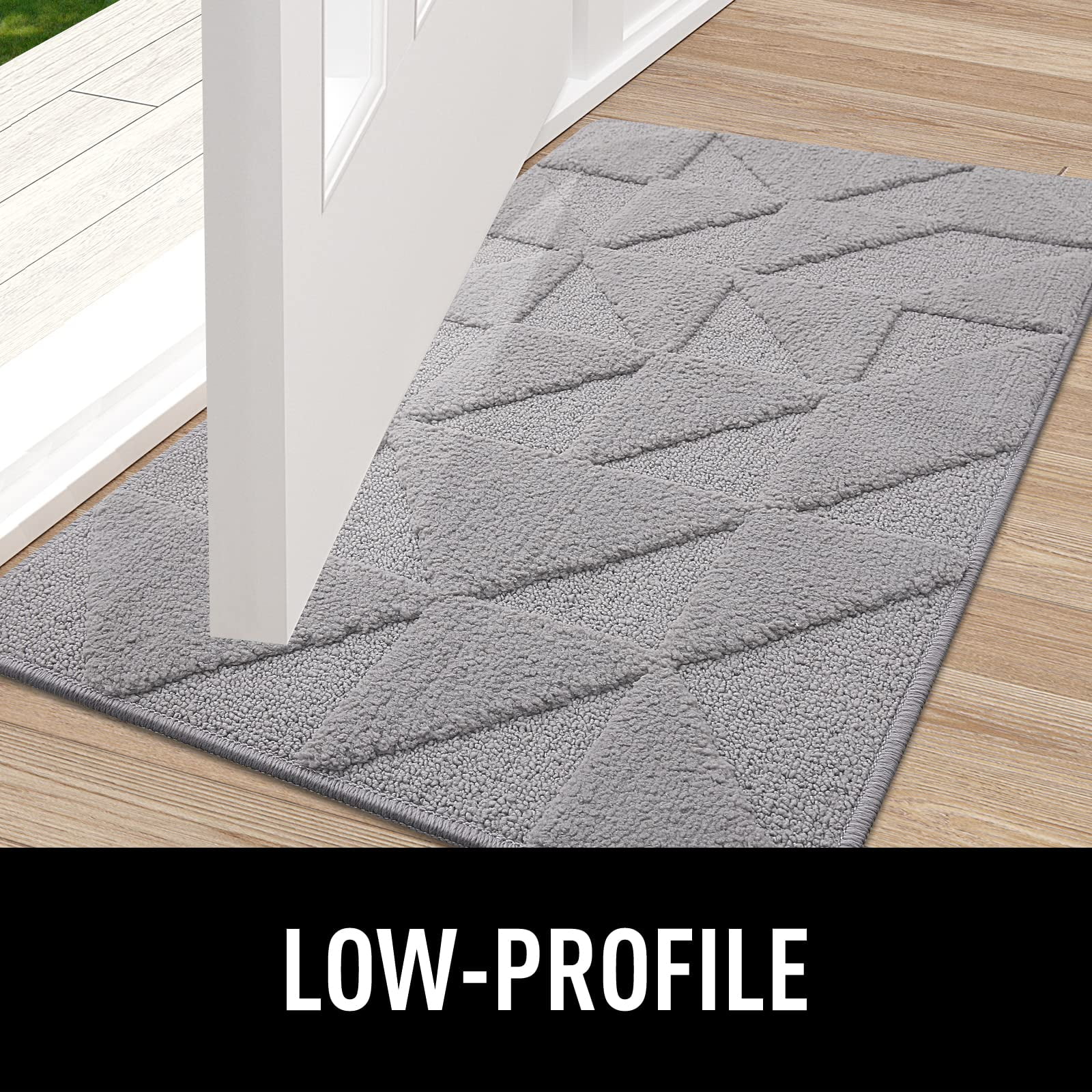 Buganda Indoor Doormats, Absorbent Trapper Dirt Door Mats, Non Slip Low Profile Inside Doormats for Entryway, 20x32, Grey