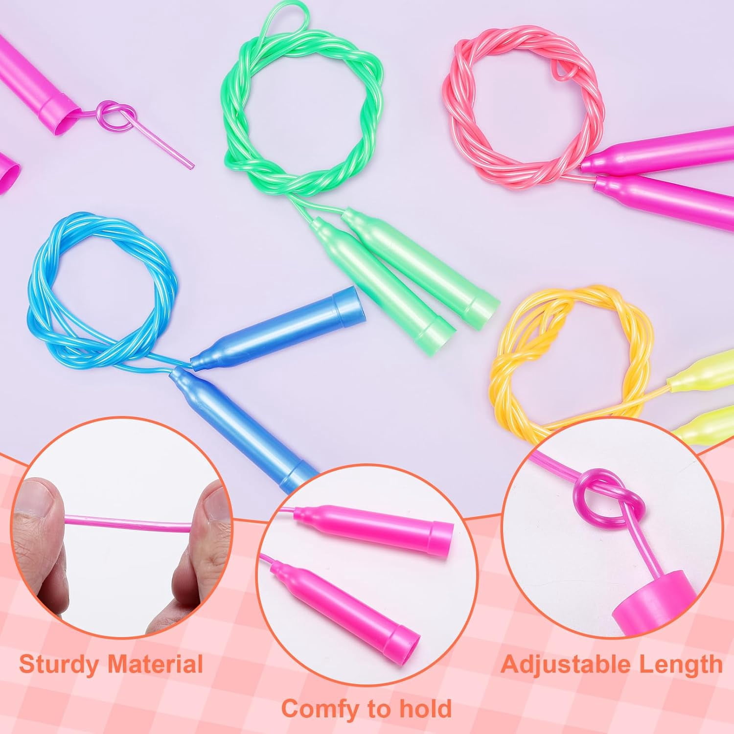 50 Pcs Kids Jump Rope Set, Colorful Skipping Ropes, 7.3 ft Plastic Jump Ropes, Adjustable Skipping Rope, Jump Ropes for Kids Party Favors, Outdoor Fun Exercise Fitness Activity