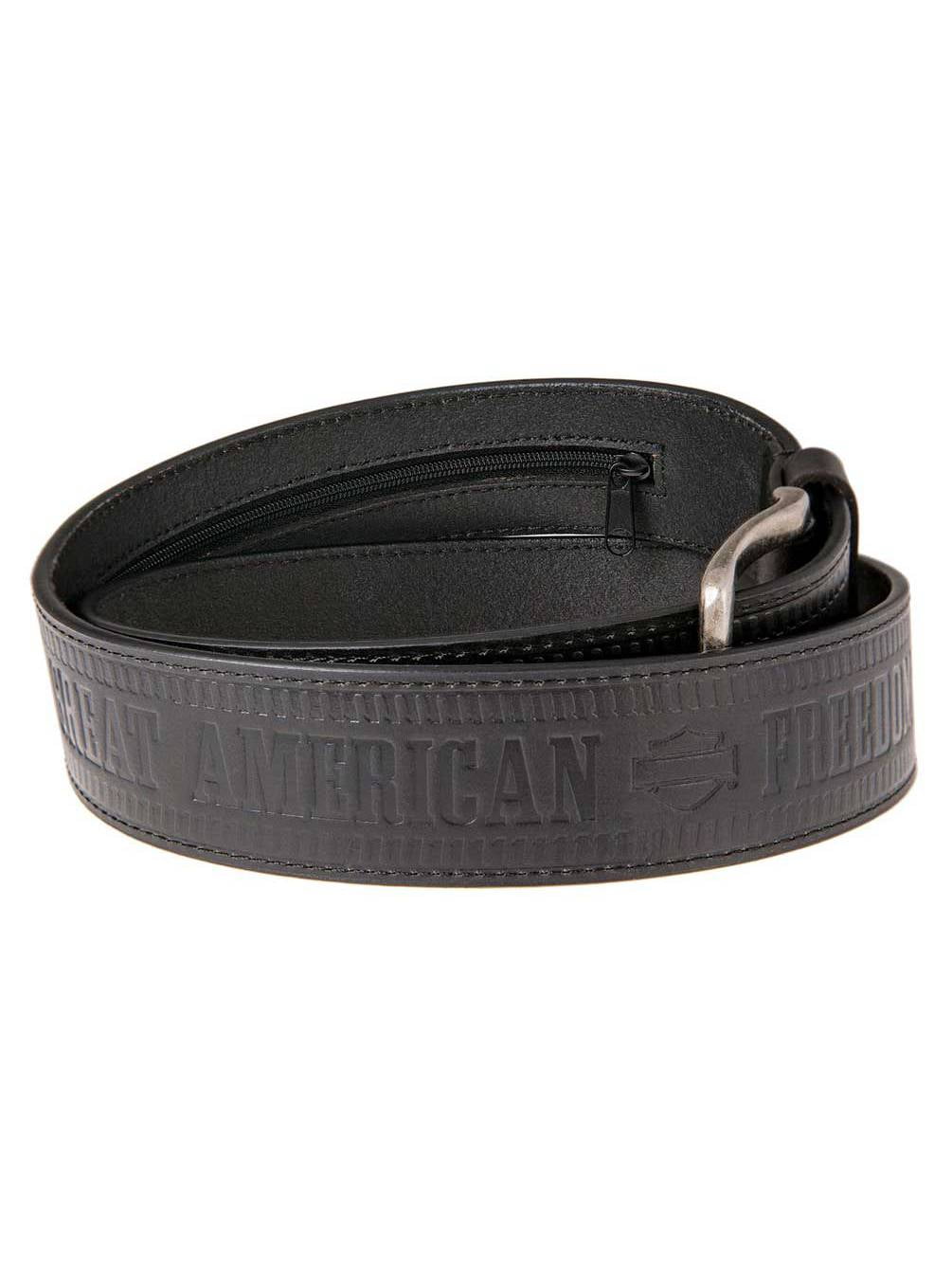 Harley-Davidson Men/'s Textured Metal Font Genuine Leather Belt HDMBT11387-BLK
