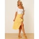 thumbnail image 3 of Falda Larga A Media Pierna Con Bolsillos Escalonados Allegra K Amarillo S, 3 of 5